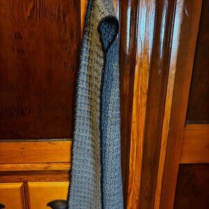 Unbranded Steel Gray Chunky Hand Knit Scarf with Black Border